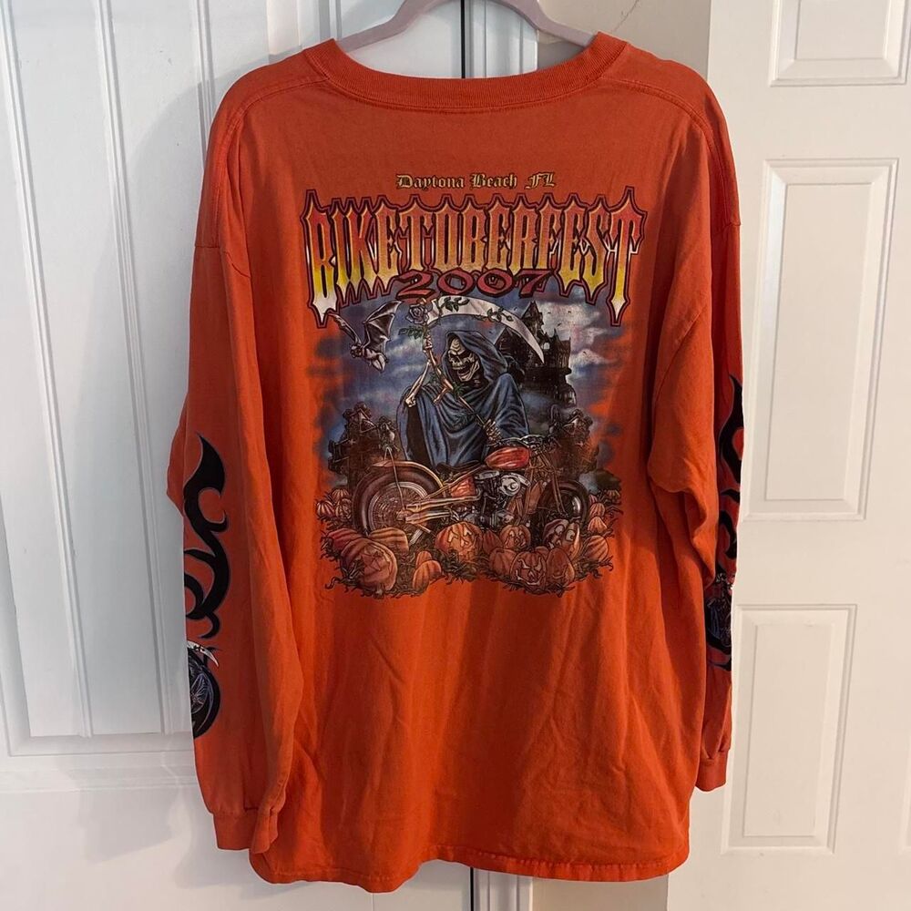 Vintage Y2K 2002 Daytona Bike Week long sleeve shirt with sleeve hits, size XL